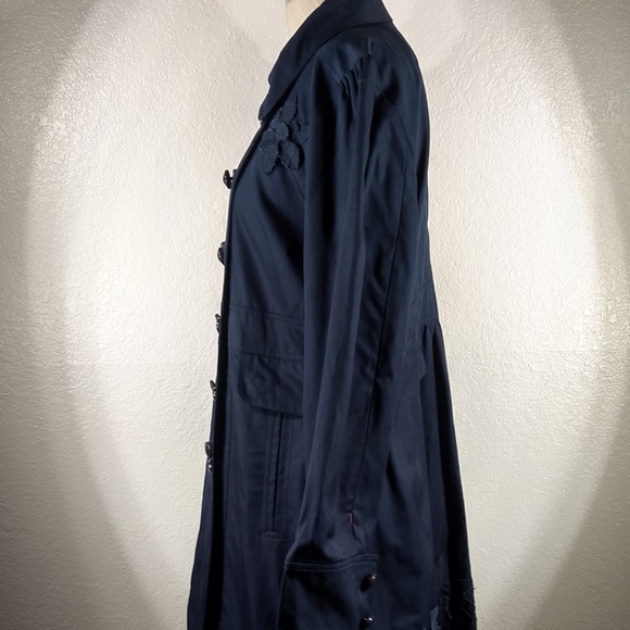 Johnny Was Double Breasted Pilsner Trench Coat in Night (Lined) M NWOT - Picture 2 of 7